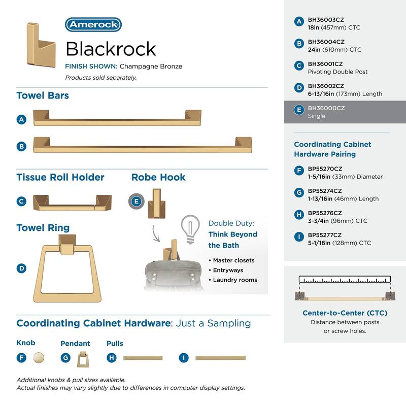 Amerock Blackrock Single Robe Hook