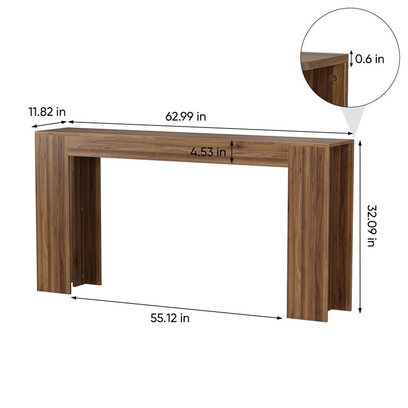 63 Inch Extra-Long Farmhouse Entryway Console Table, Narrow Sofa Table Behind Couch for Hallway, Living Room & Foyer