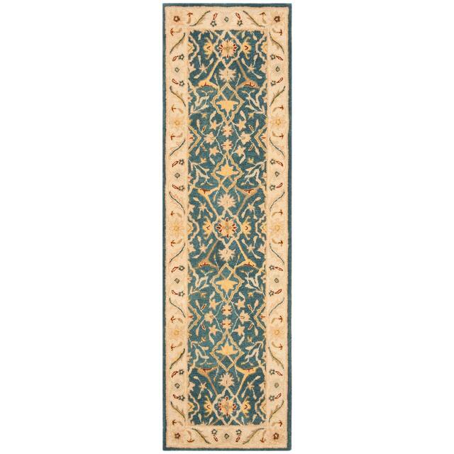 SAFAVIEH Handmade Antiquity Izora Traditional Oriental Wool Rug - 2'3" x 12' Runner - Blue
