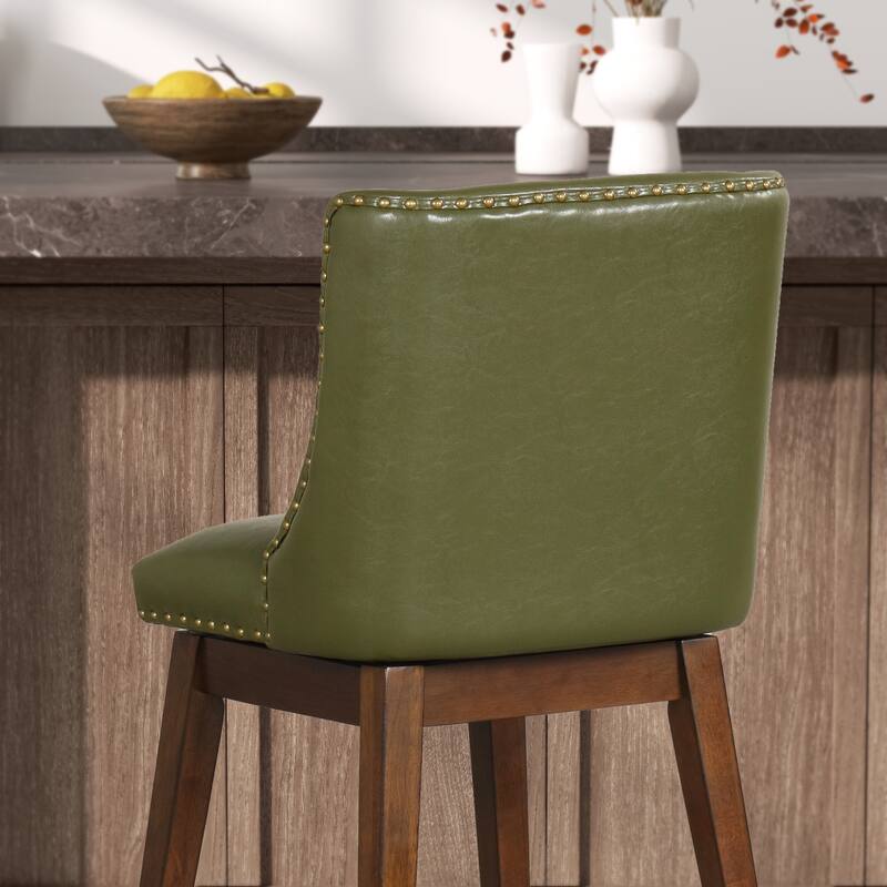 26'' Swivel Upholstered Counter Stool with Solid Wood Frame (Set of 2)
