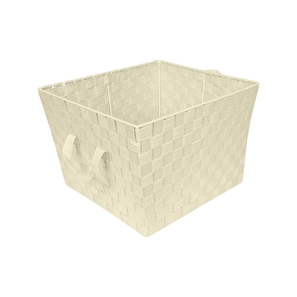 Simplify Ivory Plastic Large Woven Storage Bin - 13"x15"x10"
