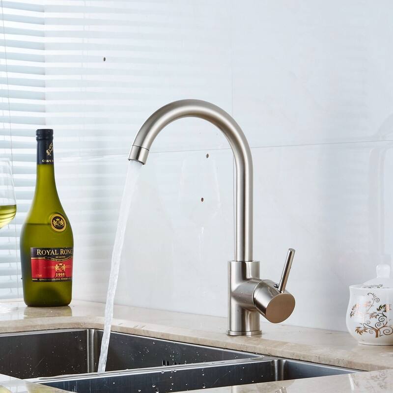 Modern Single Handle Kitchen Sink Faucet, 1 Hole Mounted