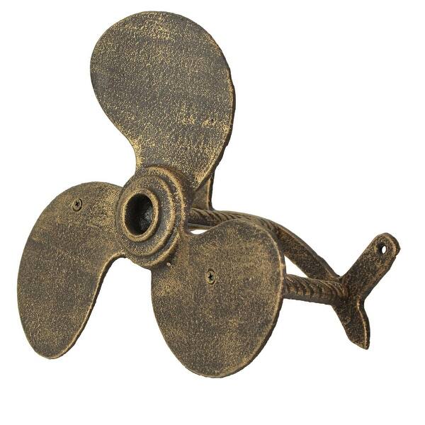 slide 2 of 6, Zeckos Bronze Cast Iron Boat Propeller Wall Mount Garden Hose Hanger - 10.25 X 10.5 X 6 inches