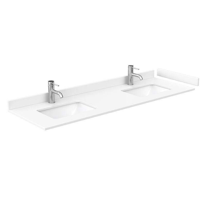 Strada 66-Inch Double Vanity Set, Cultured Marble Top, 58-Inch Mirror