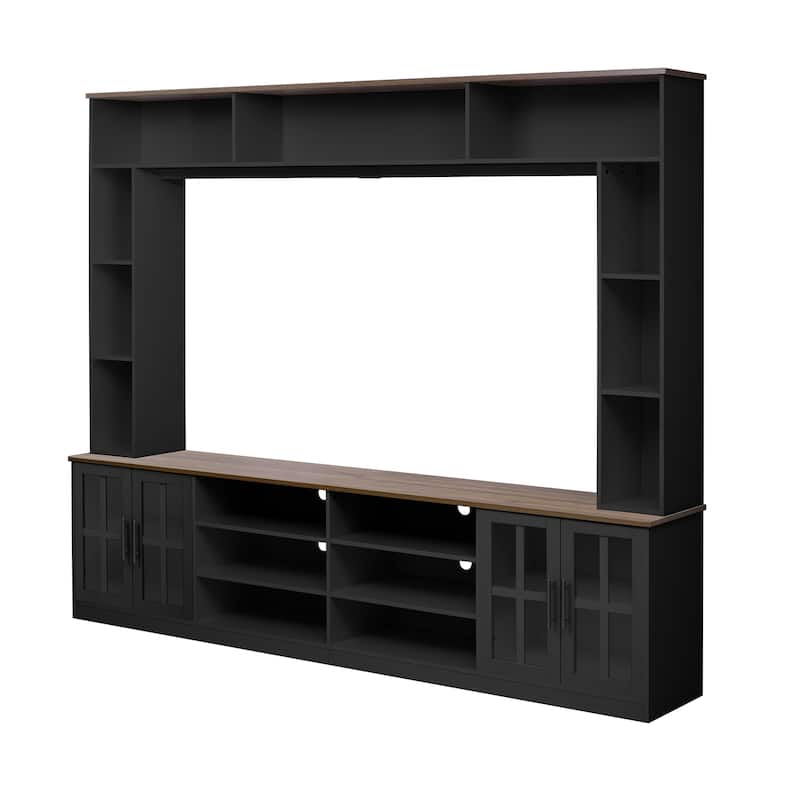 95.5" Wall Unit Entertainment Center Set with Bookshelves, TV Stand for Televisions Up to 80", Media Cabinet with Bridge