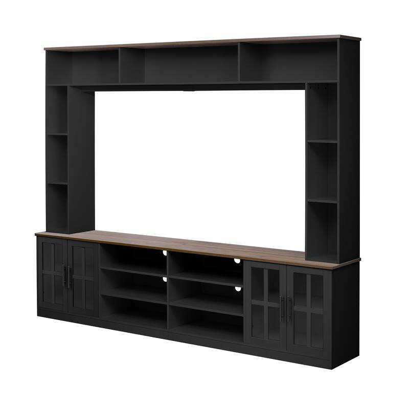 Roomfitters Wall Unit Entertainment Center for up to 80 Inch TV, Media Console with Cabinets and Bookshelves