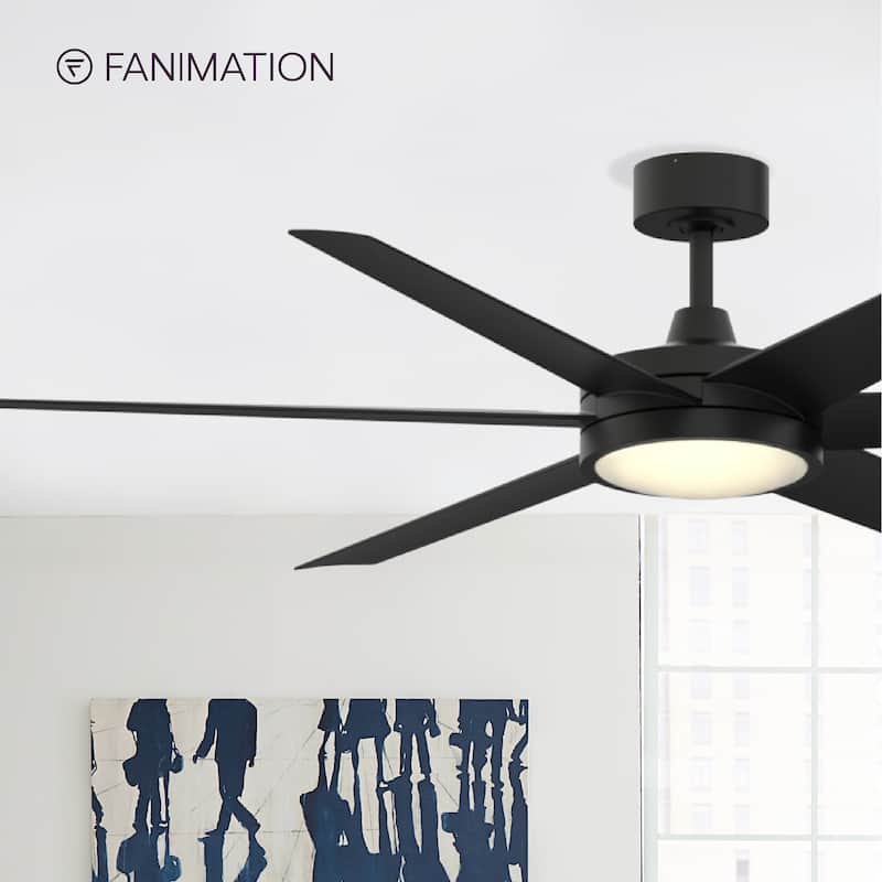 Fanimation Brawn 64 inch Indoor/Outdoor Ceiling Fan with LED CCT Select Light Kit and Remote Control
