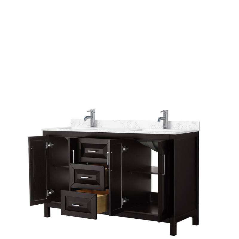 Daria 60 Inch Double Vanity, Cultured Marble Top