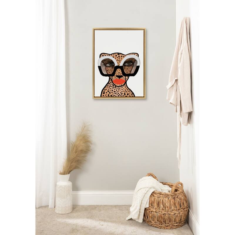Kate and Laurel Sylvie Cheetah 4 Framed Canvas By Kendra Dandy