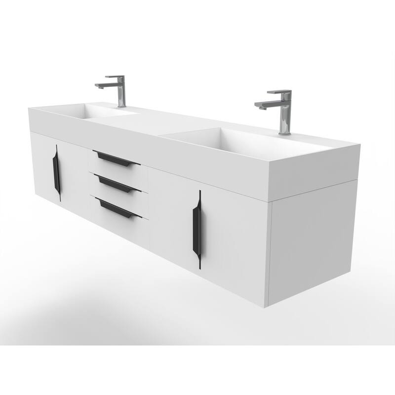 Amazon 72" Wall Mounted Bathroom Vanity Set w/ White Top