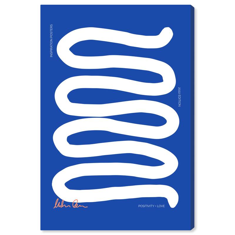Wynwood Studio Canvas Advertising Curved Positivity Blue and Modern & Contemporary Wall Art Canvas Print