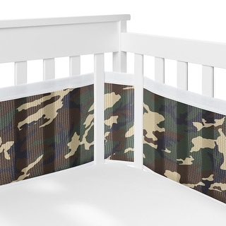 Sweet Jojo Designs + BreathableBaby Breathable Mesh Crib Liner Woodland Camo Boy - Rustic Forest Army Camouflage