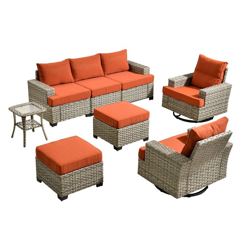XIZZI 8-piece Wicker Patio Furniture Set with Swivel Chairs