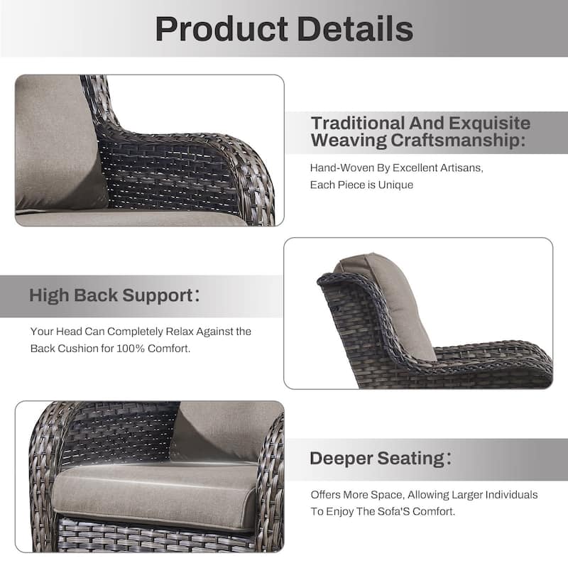 Gymojoy Wicker Swivel Glider Chair Outdoor Rocking Seating with Olefin Cushions