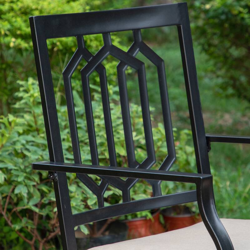 MAISON ARTS 9-Piece Patio Dining Set, 60 Inch Square Metal Table and 8 Swivel Dining Chairs