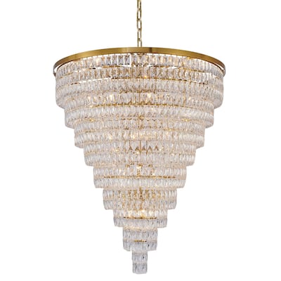 49" Gold Metal Chandelier With Clear Crystals