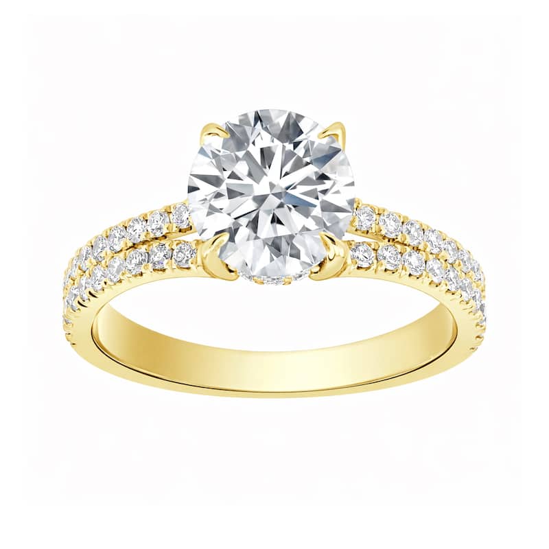 Auriya 14K Gold Round Lab Grown Diamond Split Shank Engagement Ring 1.43 - 5.86ct. tw. (F-G, VS)