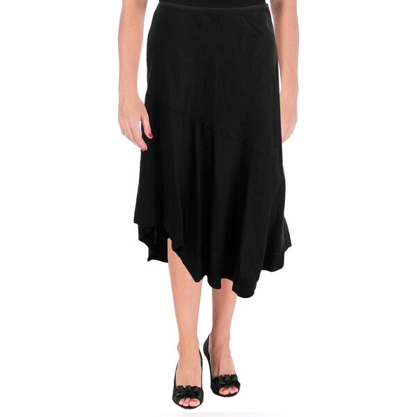 Nic + Zoe Womens Linen Asymmetric A-Line Skirt