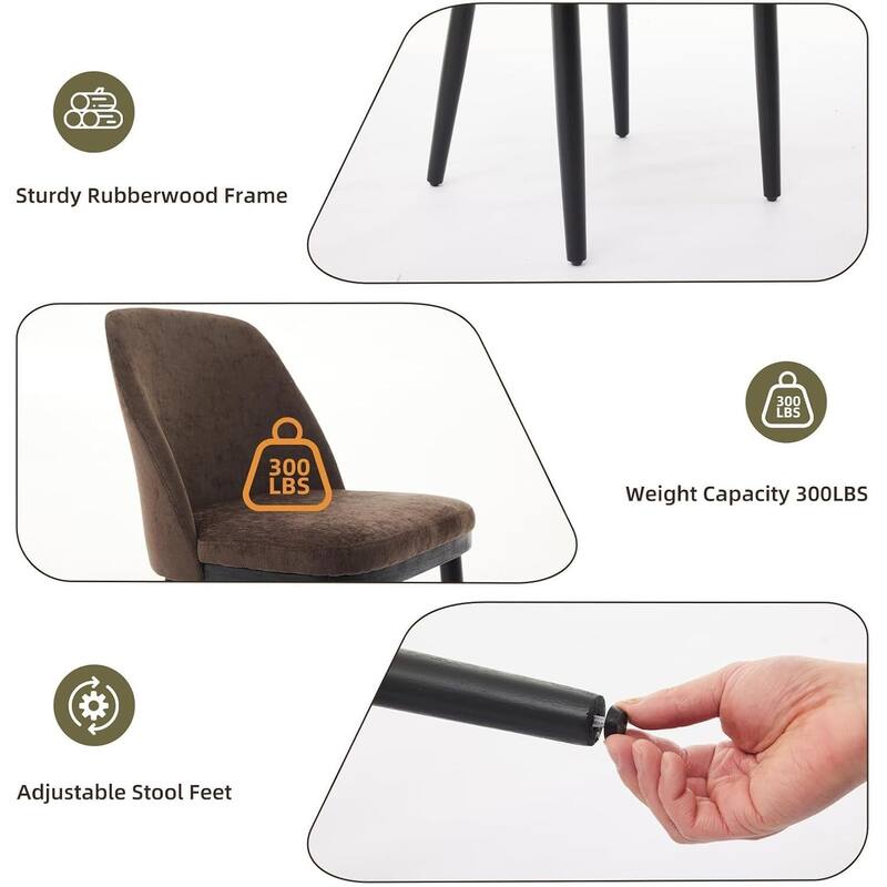 Set of 2 Modern Dining Upholstered Accent Chairs for Kitchen, Dining Room