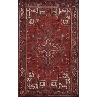 Hand Knotted Oriental 100% Wool Carpet Traditional Medallion Red Heriz Area Rug - 11' 4'' X 7' 9''