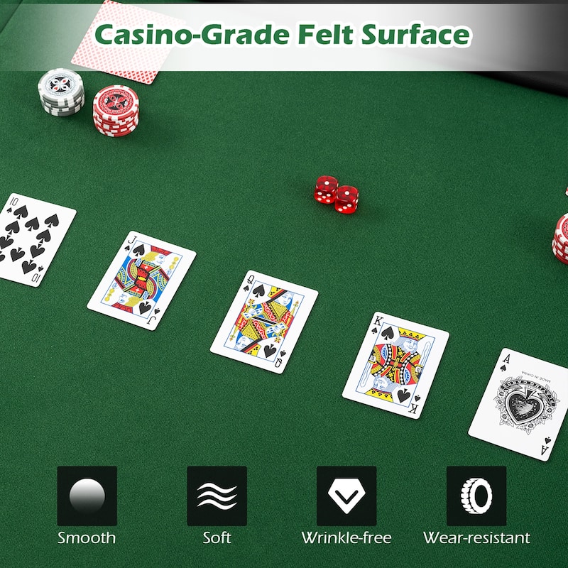 Gymax 84'' x 42'' 10-Player Foldable Padded Poker Table Top w/