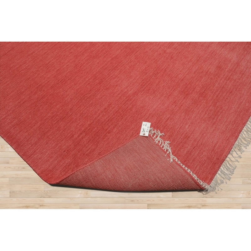 Hand Loomed Coral, Solid Wool Traditional Oriental Area Rug