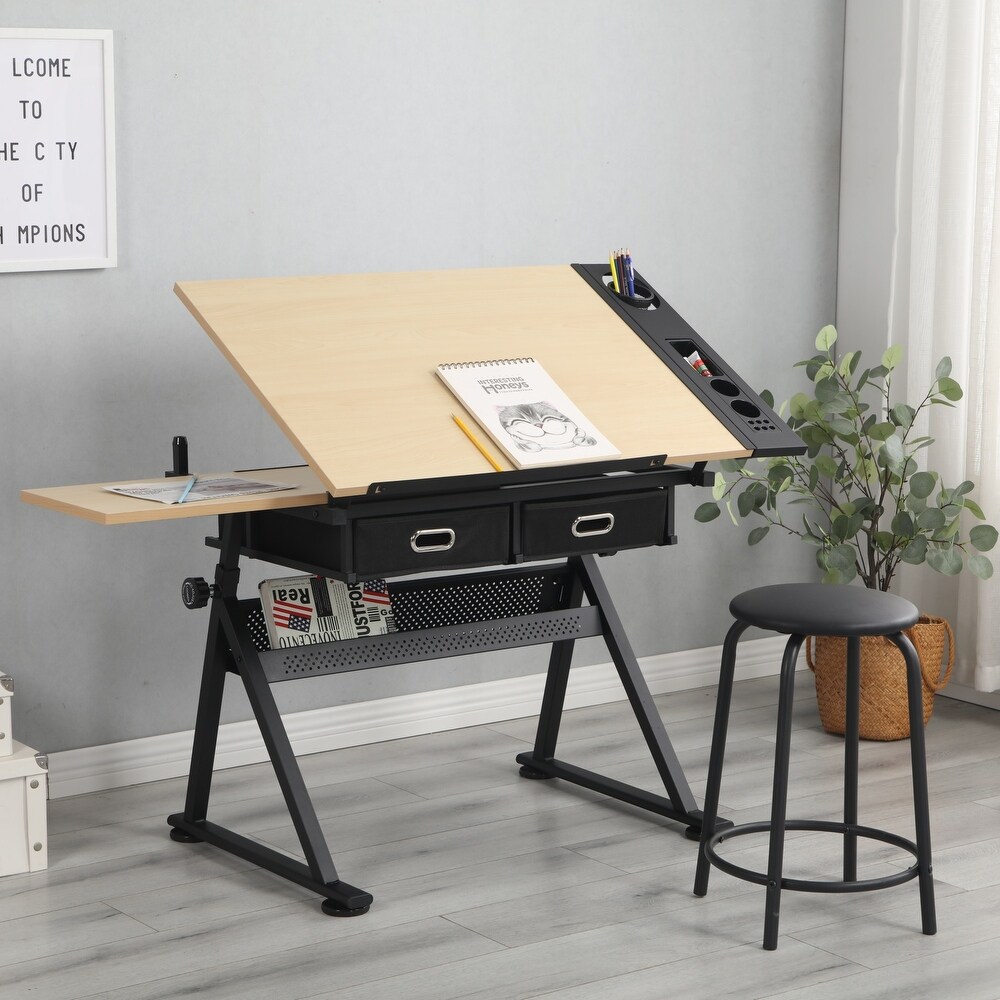 Nsdus Czkld 026 With Storage Drawer Sogeshome Adjustable Drafting Table With Stool Tiltable Draft Desk Drawing Table Adjustable Height Art Table Crafting Table Craft Work Station Drafting Tables Home Office Furniture Medicicapelli Com Au