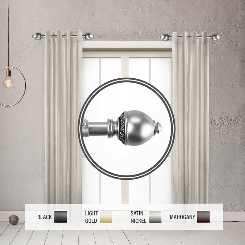 InStyleDesign Jolene 1" Side Curtain Rod 12-20 inch long (Set of 2) - 12 to 20 inches - Satin Nickel