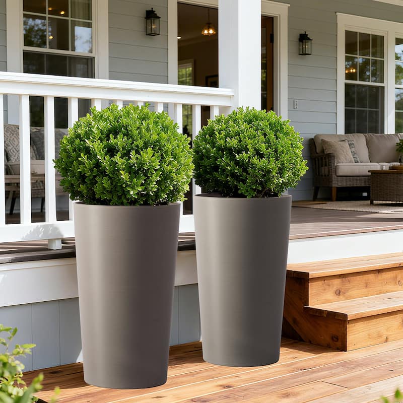 2 Pack Tall 21.7 in Planters for Outdoor Plants, Modern Tall Square Planter Box, Indoor Outdoor Porch Patio Flower Pot