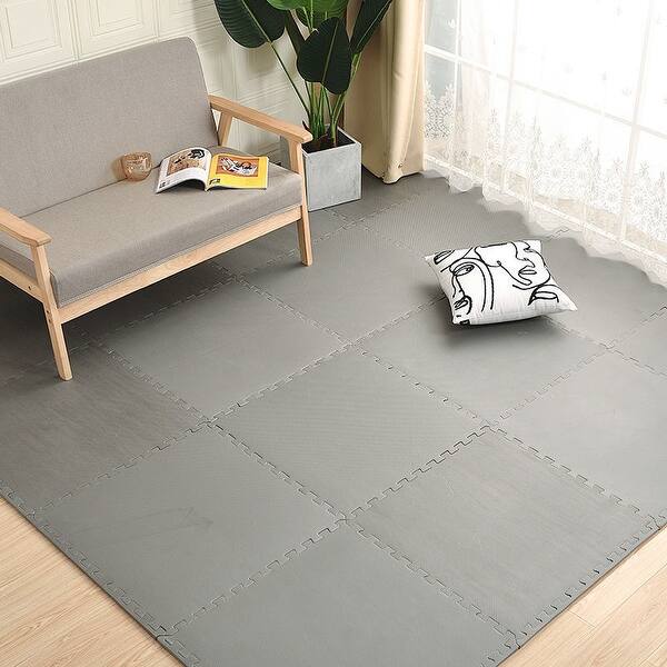 slide 2 of 4, Wellco 24x 24x 0.79 in Interlocking Foam Floor Mat Thicken,4 Pack - 24*24*0.79 in Grey