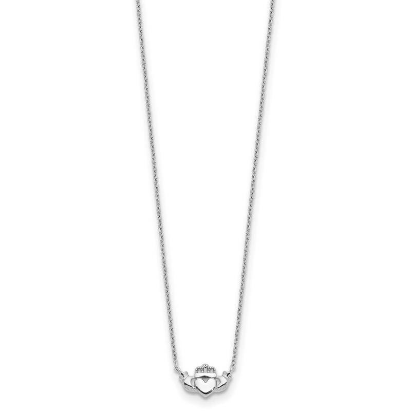 Curata 14k Yellow or White Gold Polished Irish Claddagh Celtic Heart Necklace, 17"