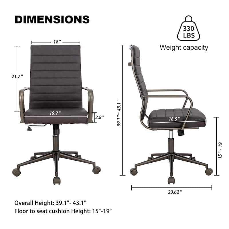Ergonomic Office Chair Full-Grain Leather with Lumbar Support