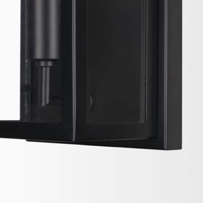 Cairn Matte Black Metal w/ Glass 1-Light Wall Sconce - 7.9L x 5.1W x 10.6H - 7.9L x 5.1W x 10.6H