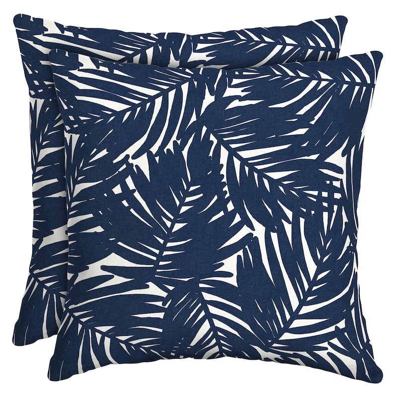 ARDEN earthFIBER Outdoor Toss Pillow, Set of 2, 16 x 16 - Navy Blue King Palm
