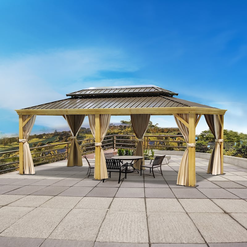 Outdoor Metal Canopy Gazebo - 12*20 Ft - Bronze