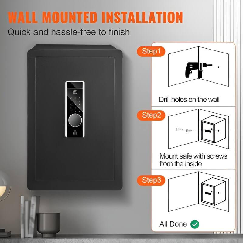 Black Cold-Rolled Carbon Steel Safe with Fingerprint and Alarm