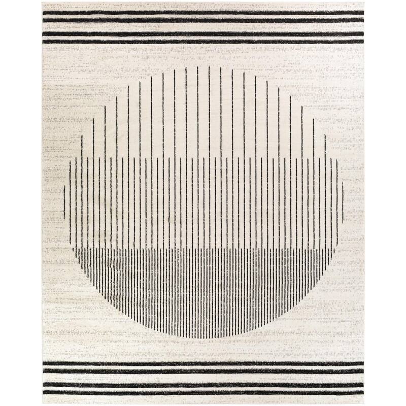 Livabliss Joel Mod Black/Ivory Ombre Geometric Striped Area Rug