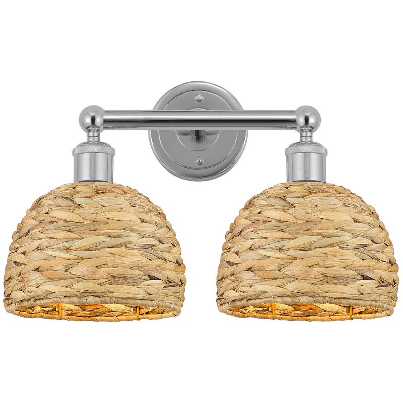 Innovations Lighting 616-2W-11-17 Woven Rattan Vanity Woven Rattan 2 - Polished Chrome / Natural