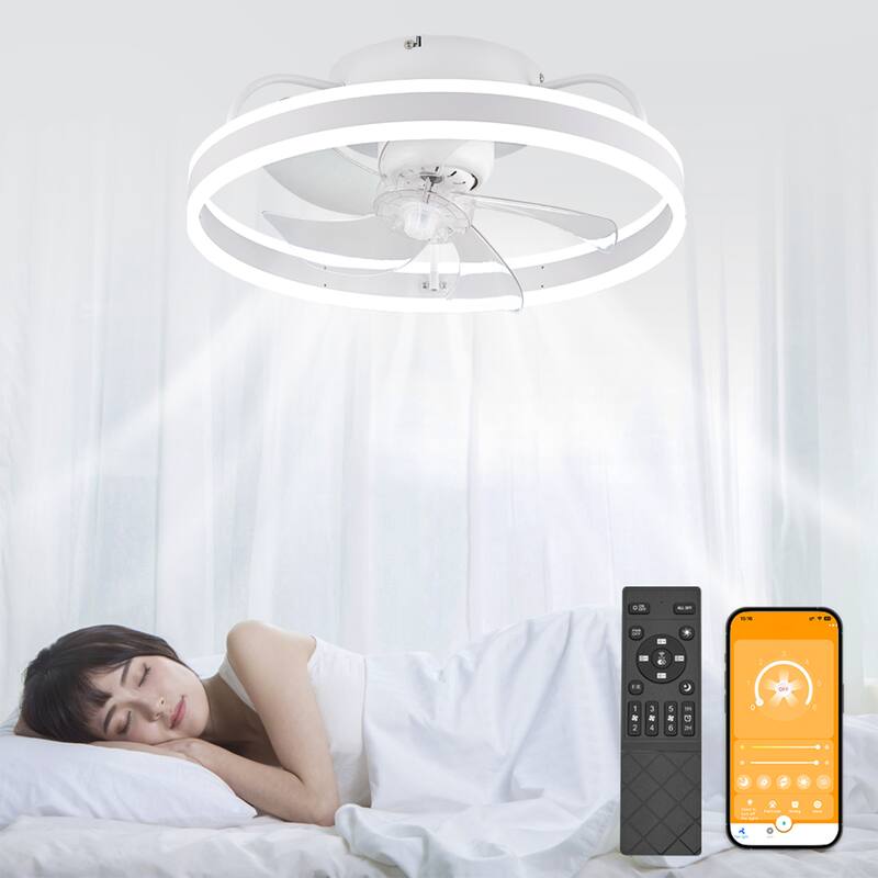 Starsky 19.7inch Oscillating Ceiling Fan Light LED Flush Mount with Remote