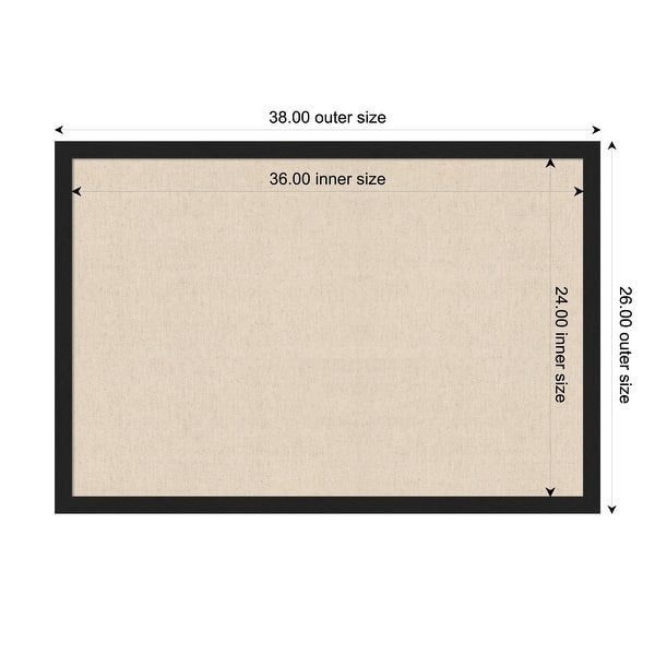 dimension image slide 60 of 91, Amanti Art Framed Fabric Pinboard Natural Linen Printed Bulletin Board