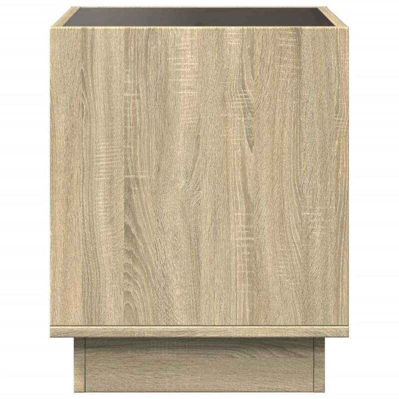 vidaXL Bedside Table Sonoma Oak Engineered wood, glass 15.7 in