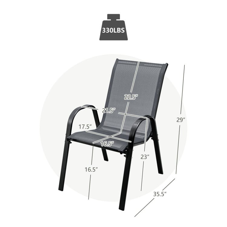 4 Pieces Stackable Patio Dining Chairs Set with Armrest - 29" x 21.5" x 35.5" (L x W x H)