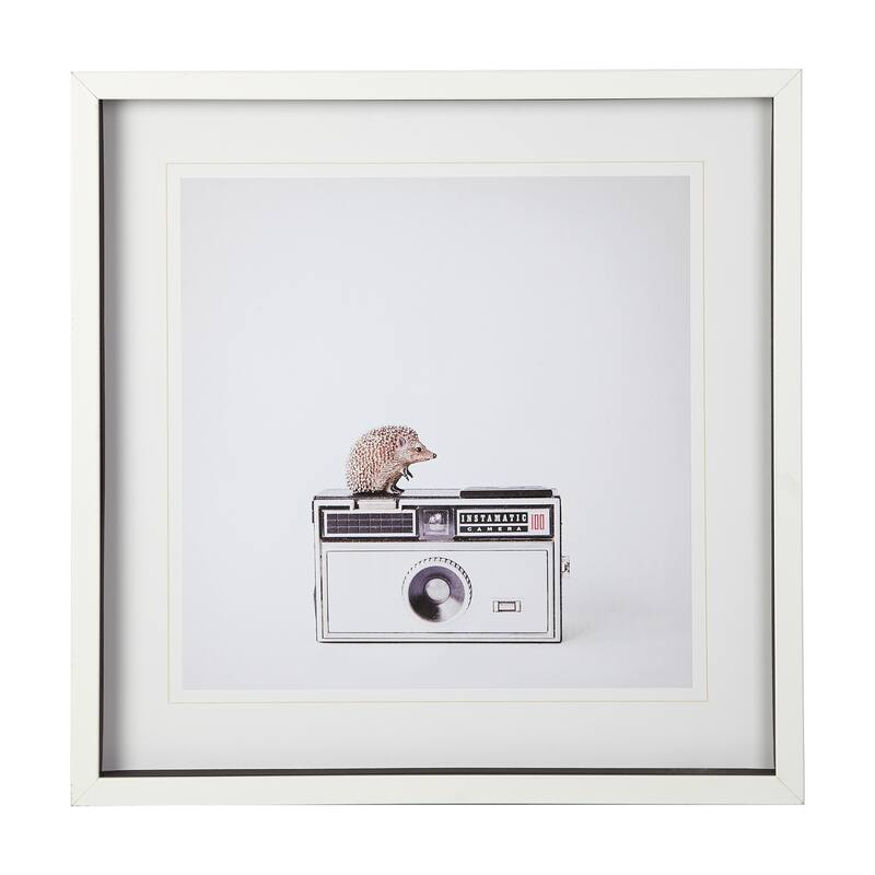 Hedgehog & Vintage Camera Framed Art Print