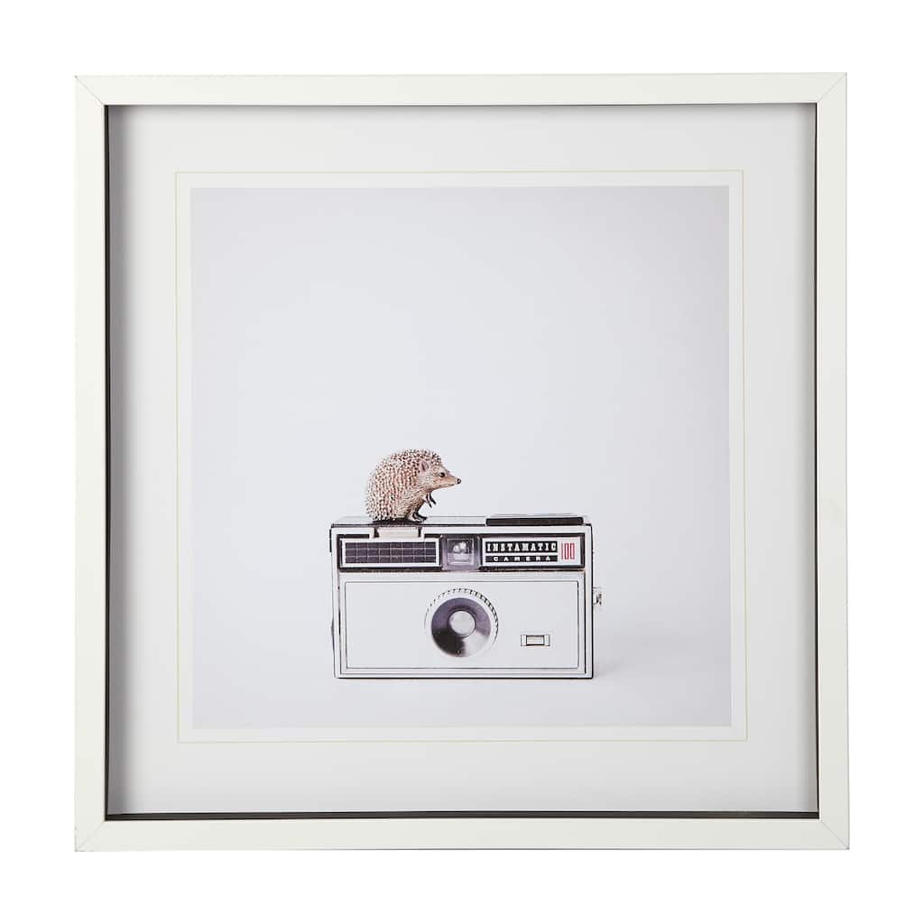 Hedgehog & Vintage Camera Framed Art Print