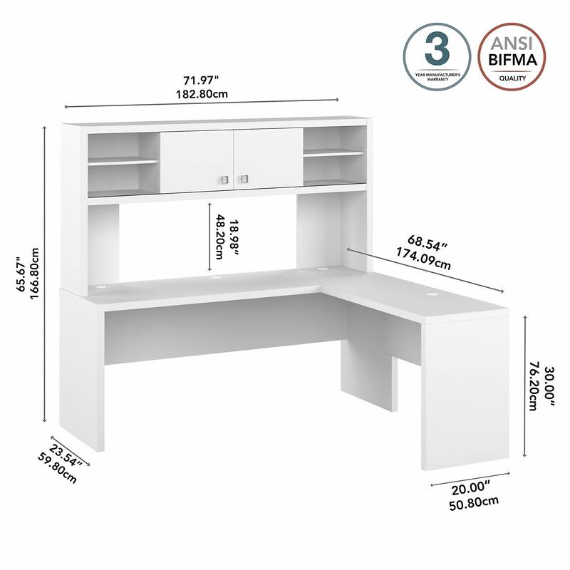 Echo 72W L Shaped Computer Desk with Hutch by Bush Business Furniture