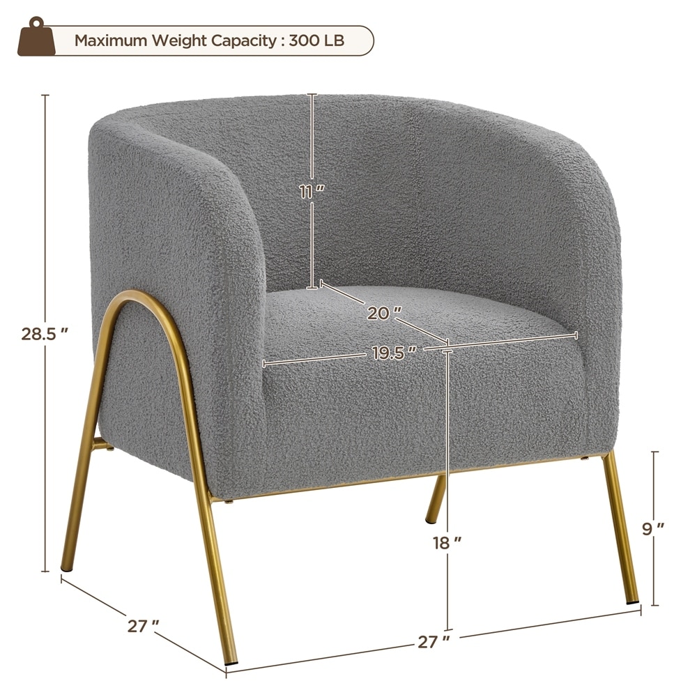 Yaheetech Tub Chair, Fuzzy Boucle Fabric Barrel Jamaica