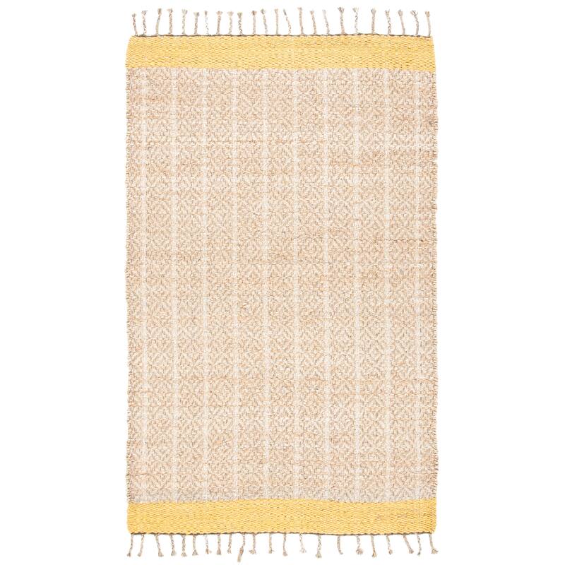 SAFAVIEH Handmade Cape Cod Senada Jute Tassel Rug - 6' Square - Gold/Natural
