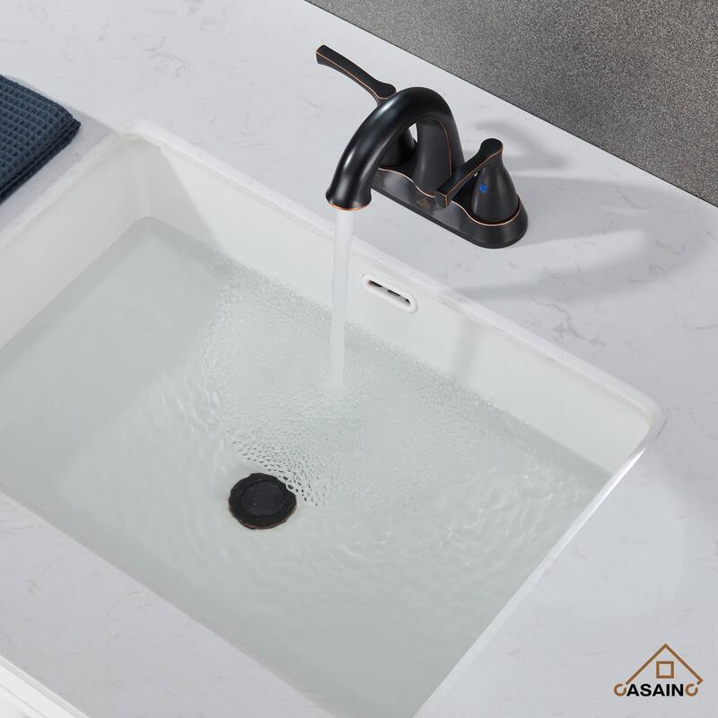 4 in. Centerset Double Handle Bathroom Faucet with Drain Kit Included