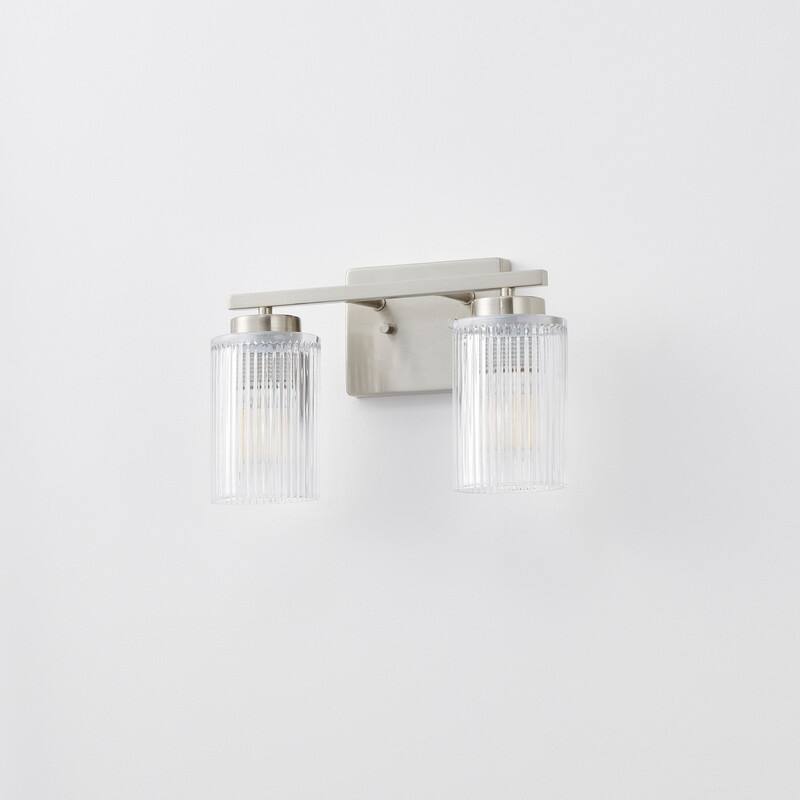 KAWOTI 8.6"H Contemporary Bathroom Vanity Light with Flutted Glass