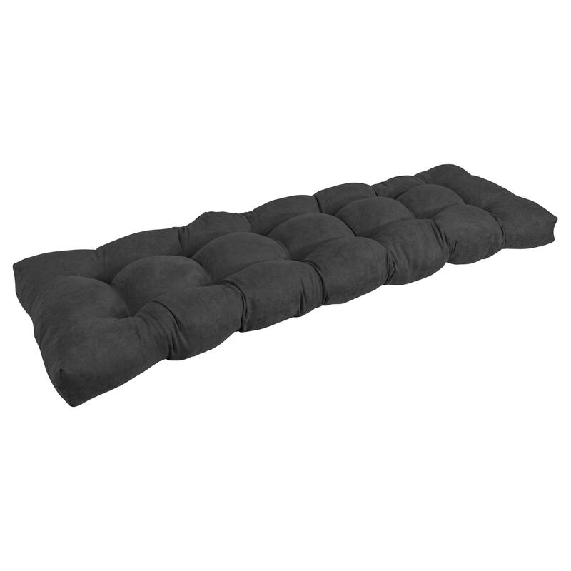 Solid Microsuede Tufted Indoor Bench Cushion (Multiple widths from 42 to 60 inch) - 60" wide - Black
